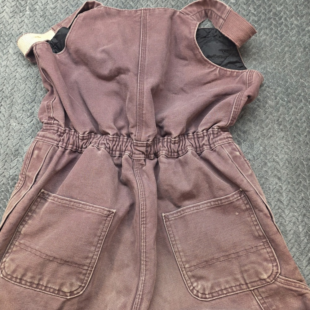 Vintage Carhartt WR027 Women's 6x30 Dark Plum Insulated Bib Overalls Distressed - Picture 4 of 15